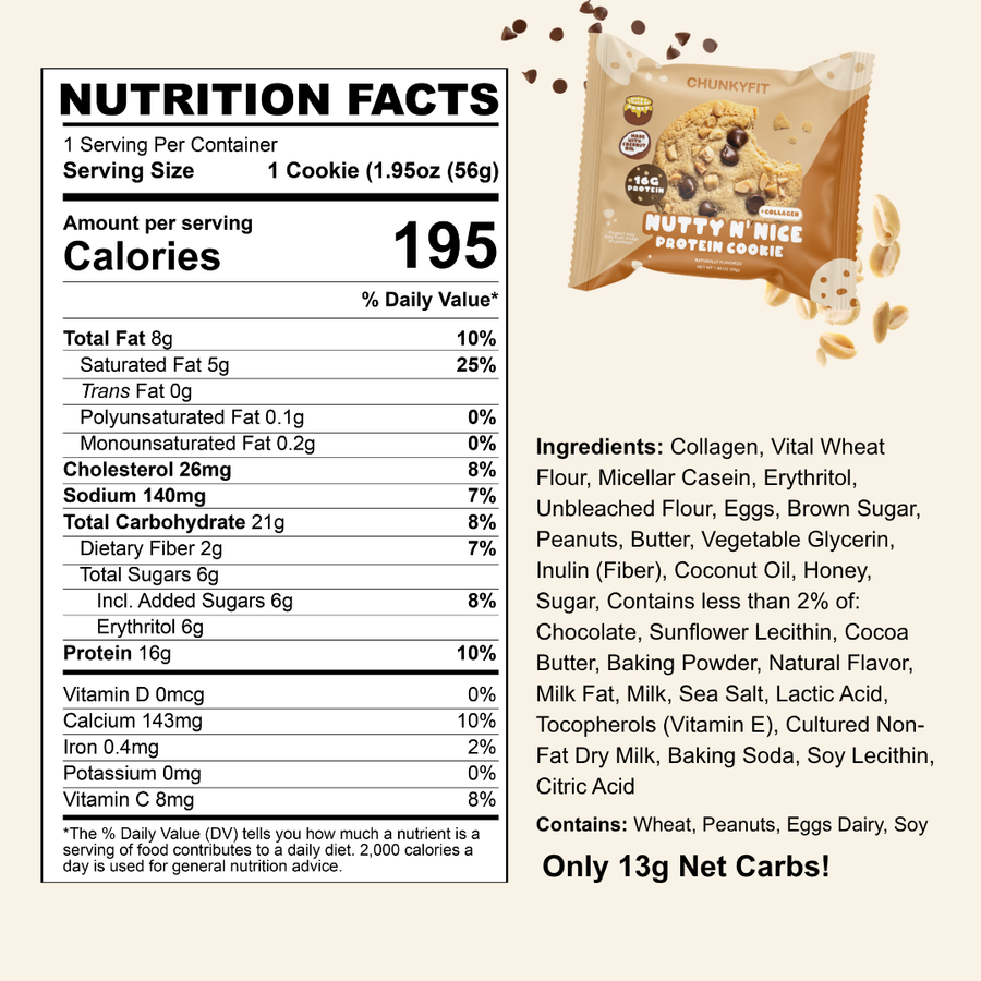 Nutty n' Nice nutrition facts panel